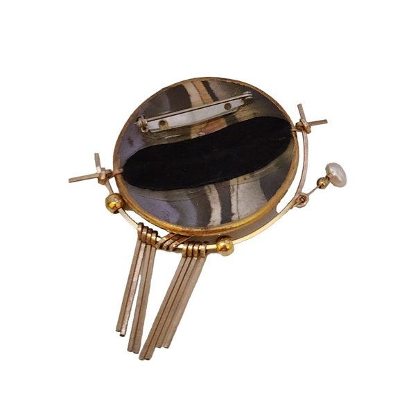 Vintage Glass Dangle Brooch (A3653) - Picture 2 of 3